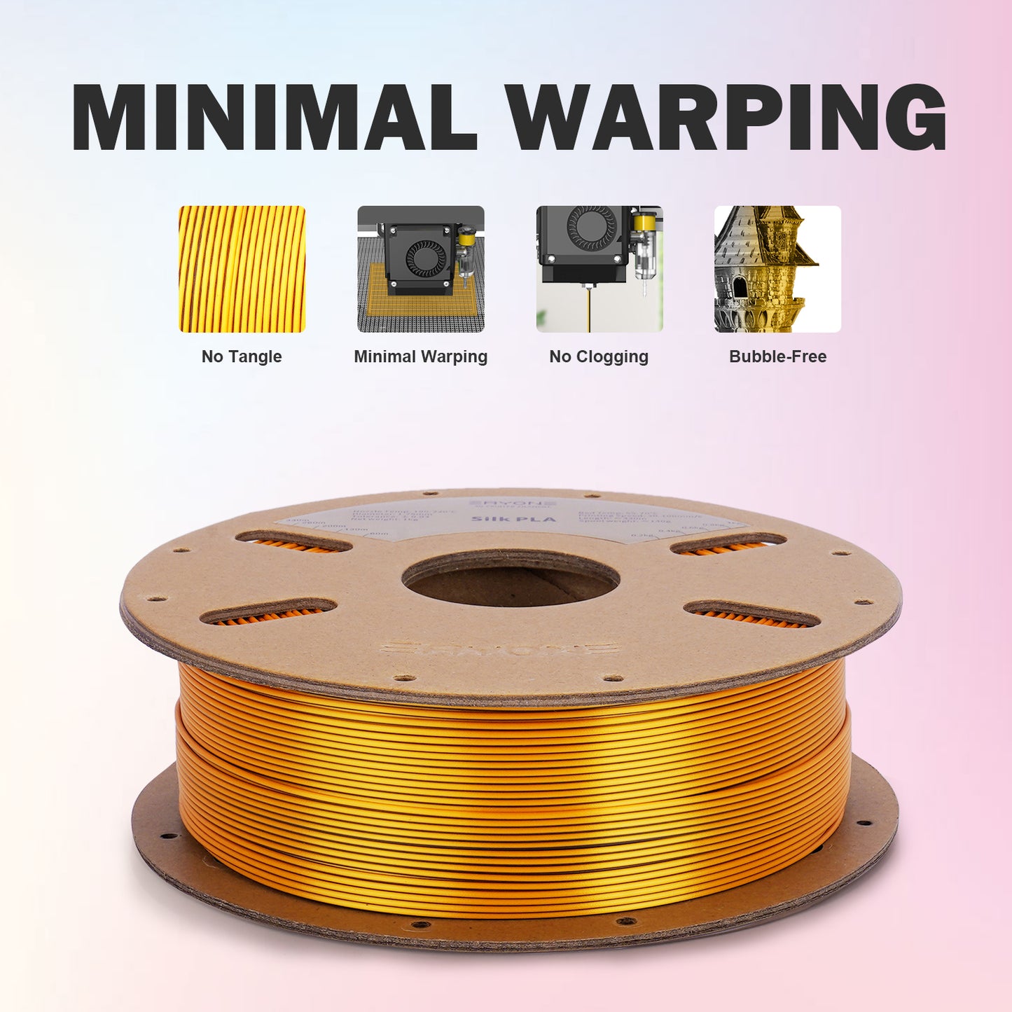 ERYONE Silk PLA Dual Color 1KG 1.75mm 3D Filament - Black & Dark Gold