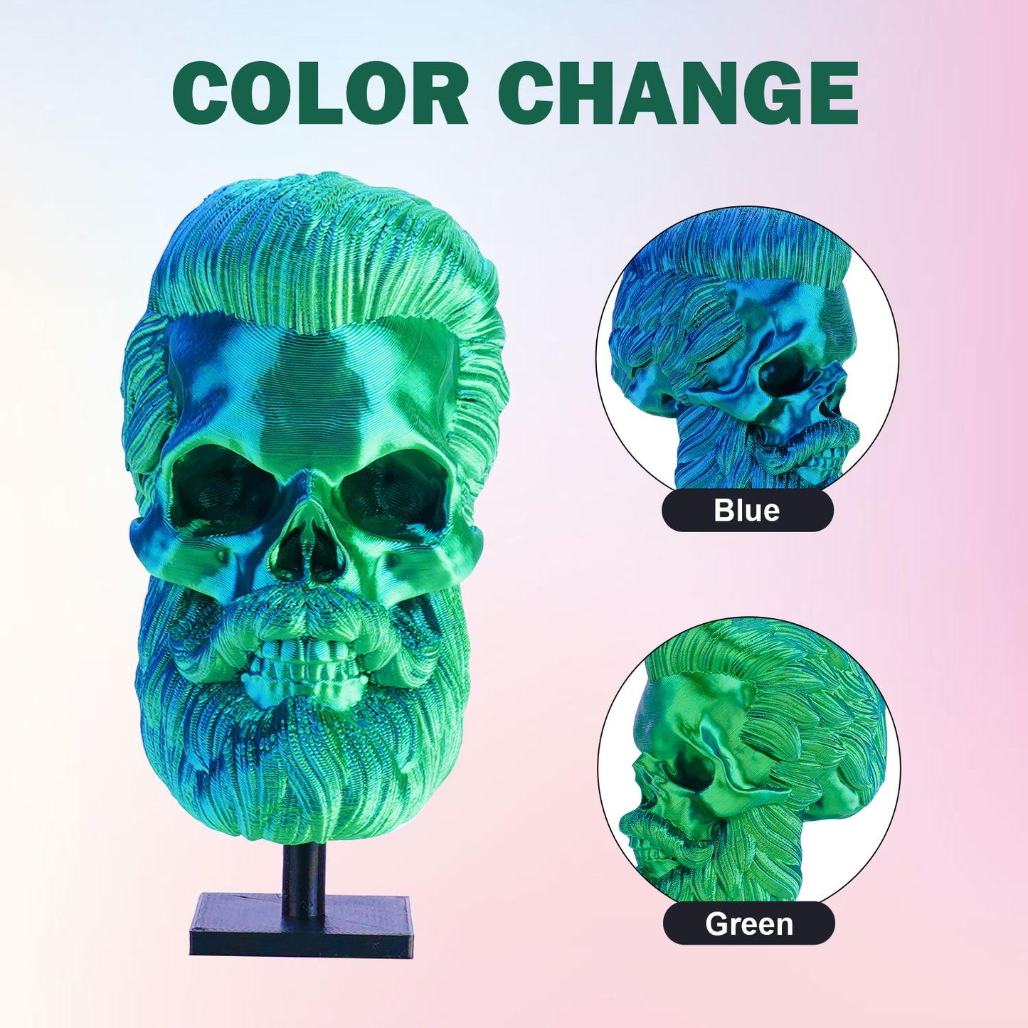 ERYONE Silk PLA Dual Color 1KG 1.75mm 3D Filament - Blue & Green