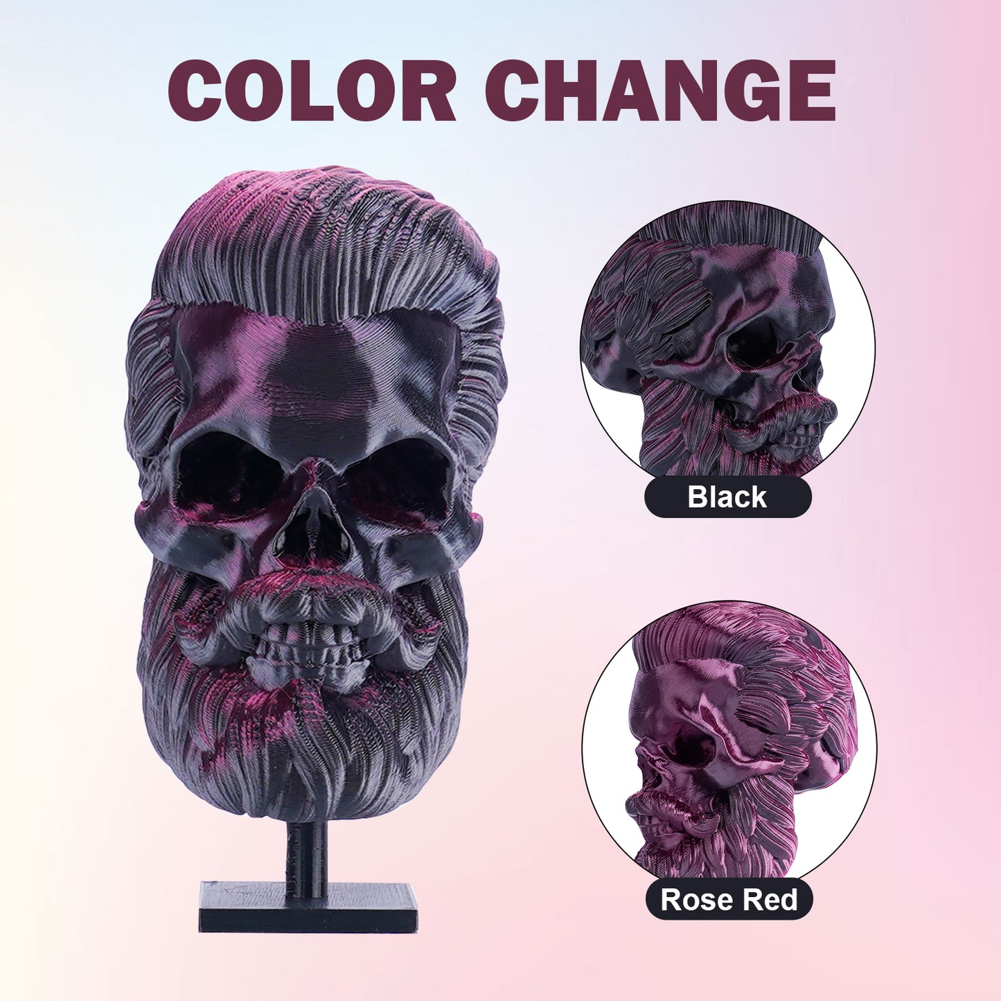 ERYONE Silk PLA Dual Color 1KG 1.75mm 3D Filament - Black & Rose Red