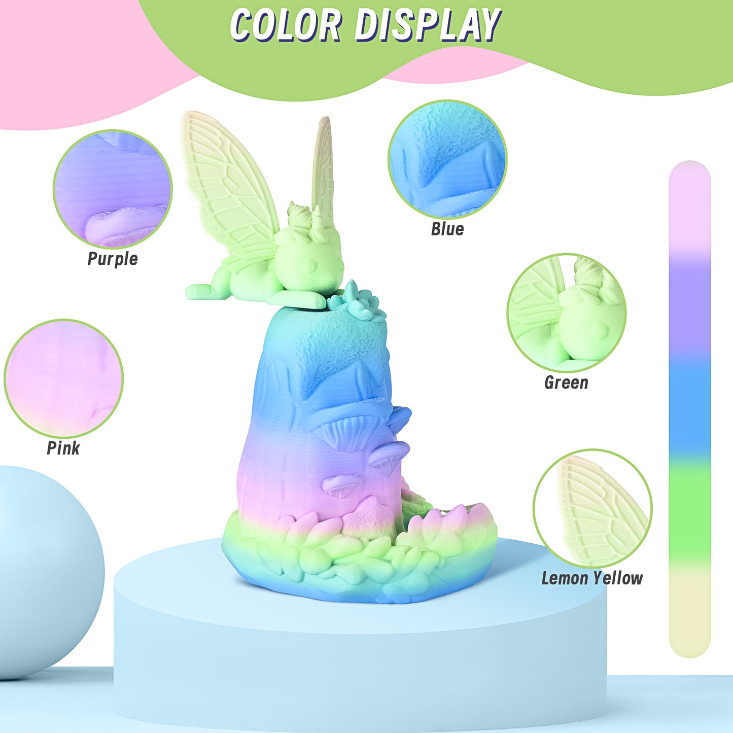 ERYONE Matte Rainbow PLA 1KG 1.75mm 3D Filament - Watercolor
