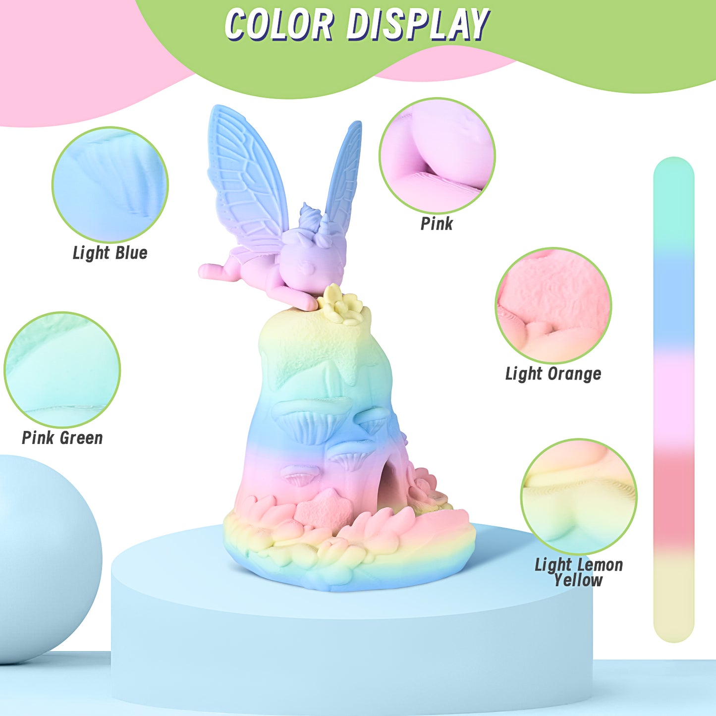 ERYONE Matte Rainbow PLA 1KG 1.75mm 3D Filament - Macaron