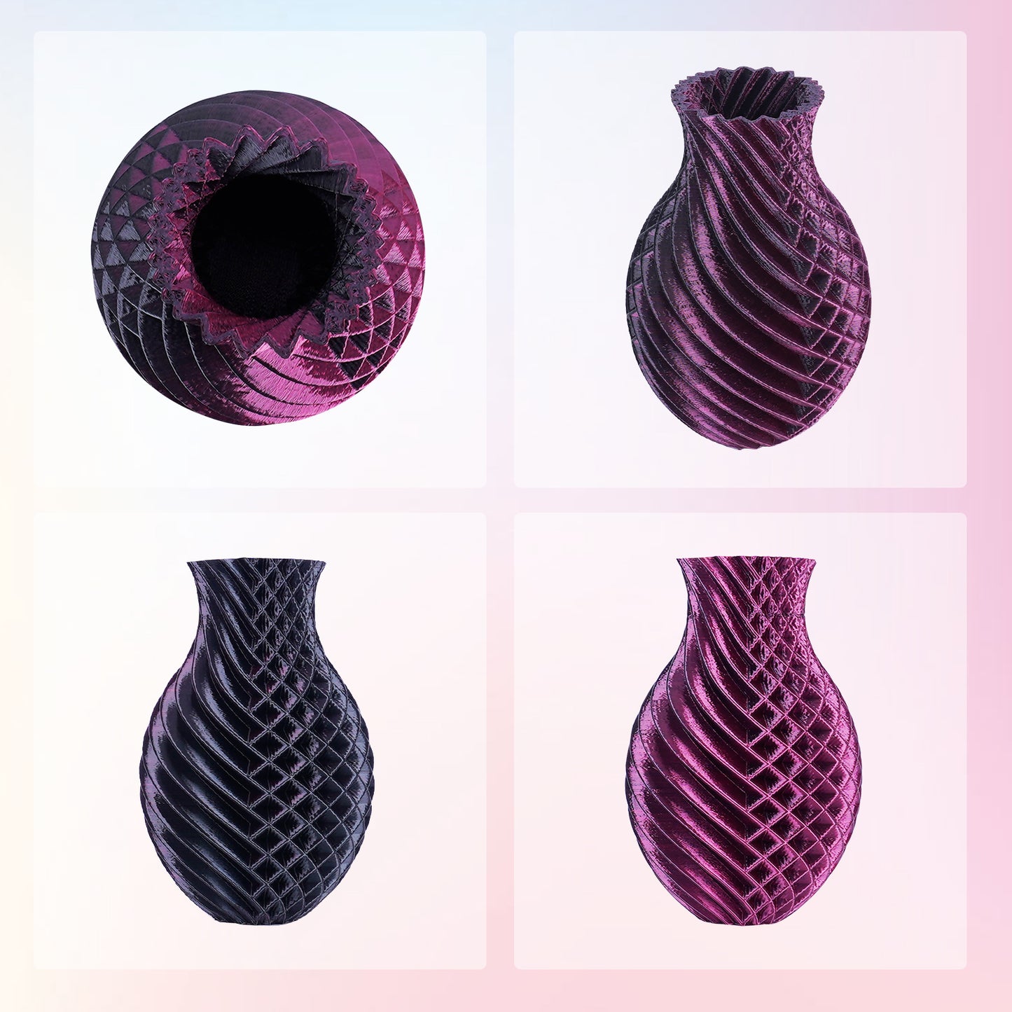 ERYONE Silk PLA Dual Color 1KG 1.75mm 3D Filament - Black & Rose Red