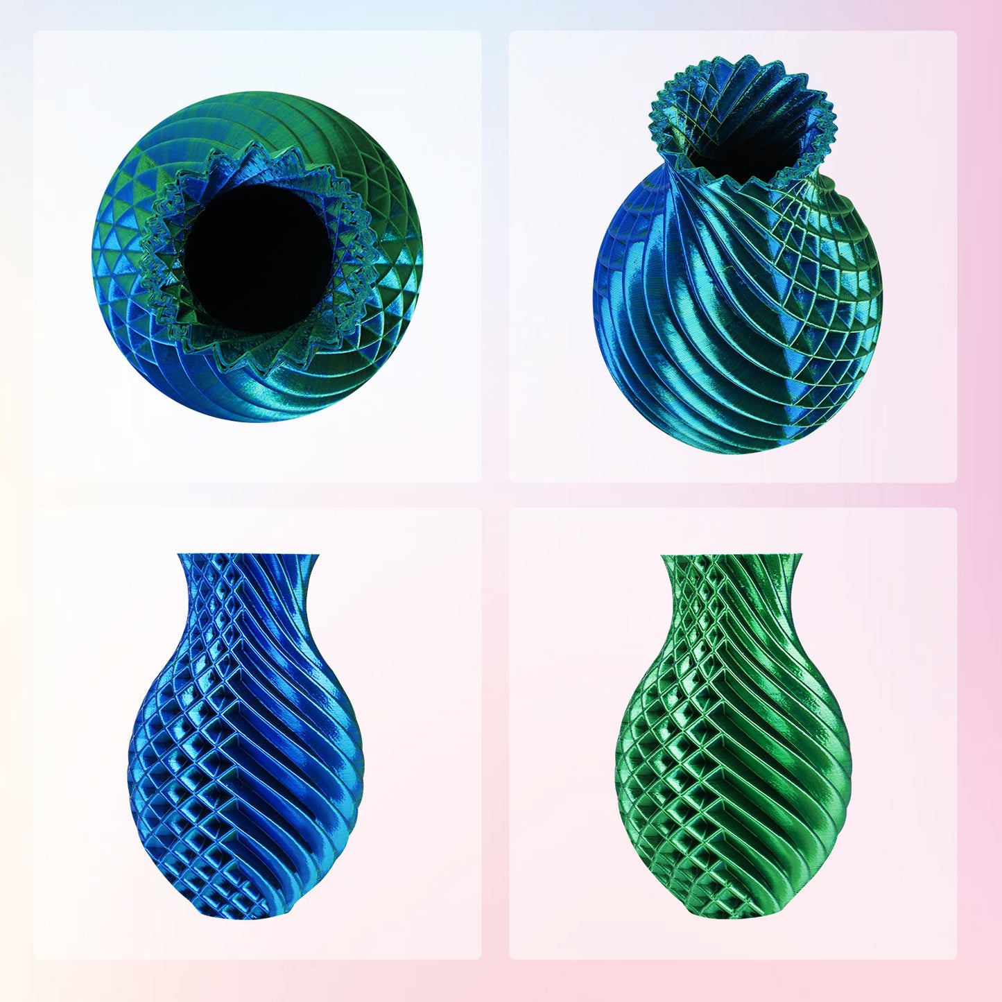 ERYONE Silk PLA Dual Color 1KG 1.75mm 3D Filament - Blue & Green