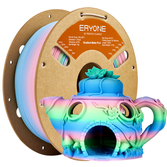 ERYONE Matte Gradient PLA 1KG 1.75mm 3D Filament - Fairytale Pink & Green & Blue