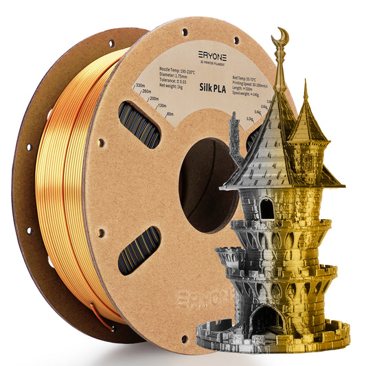 ERYONE Silk PLA Dual Color 1KG 1.75mm 3D Filament - Black & Dark Gold
