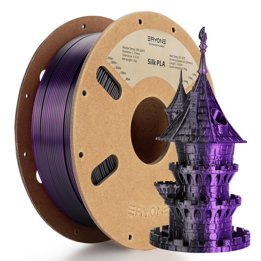 ERYONE Silk PLA Dual Color 1KG 1.75mm 3D Filament - Black & Purple