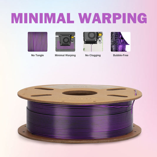 ERYONE Silk PLA Dual Color 1KG 1.75mm 3D Filament - Black & Purple